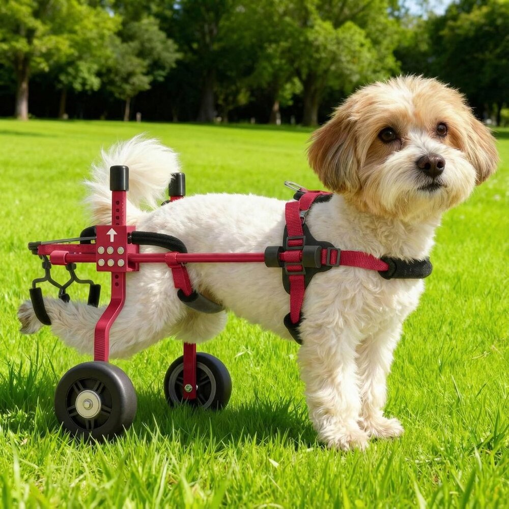 LetPetRun Dog Wheelchair for Back Legs - Mobility Aid for Disabled Dogs (XS Red)